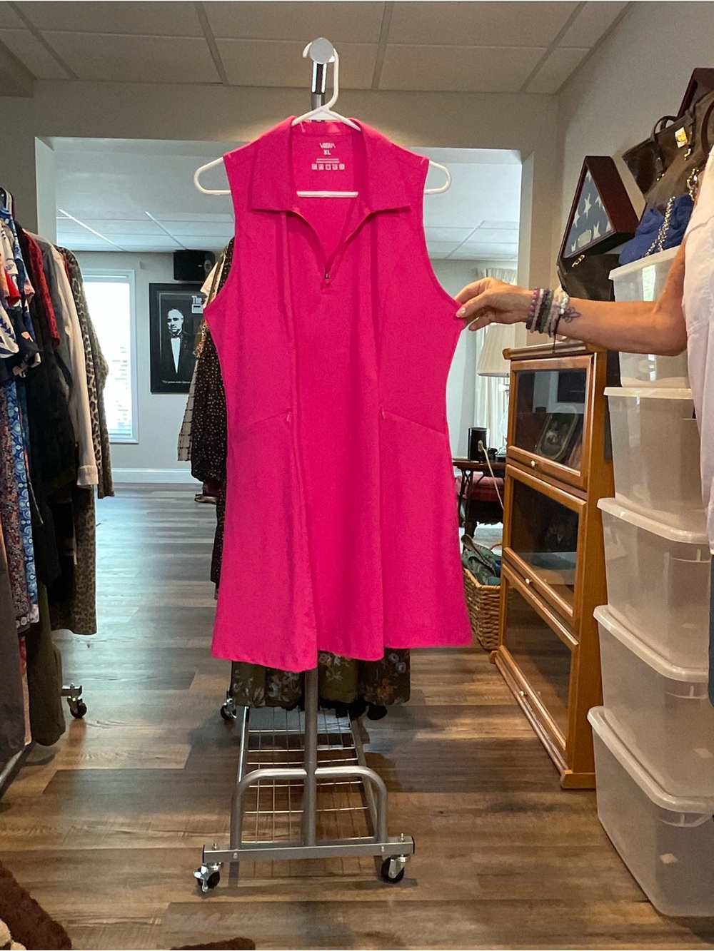 Sleeveless Zip-Front Pink Dress